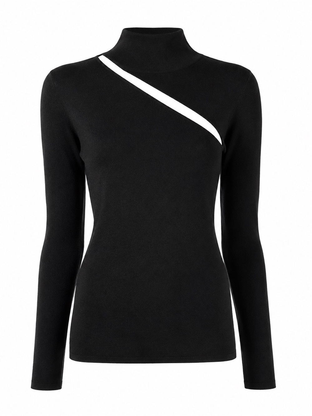 Dion Lee Merino-Blend Cut Out Diagonal Knit Mock Neck Jumper in Black